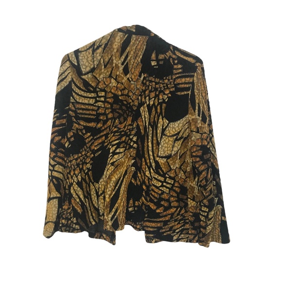 Retro Abstract Print Drape Jacket/Kimono Jacket/Abstract Metallic Open Front - Picture 2 of 16